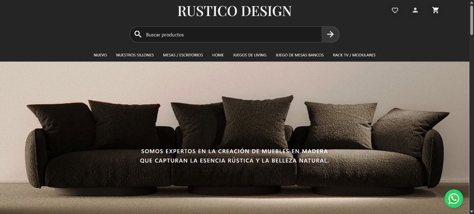 Screenshot of the Rustico Design online store